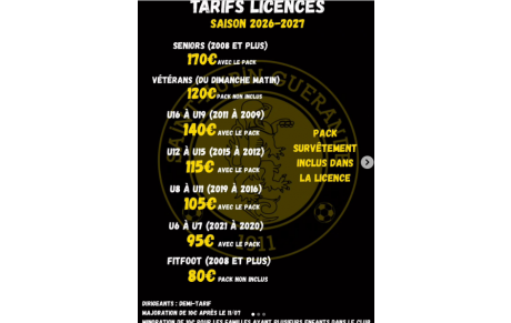 Licences 2026-2027